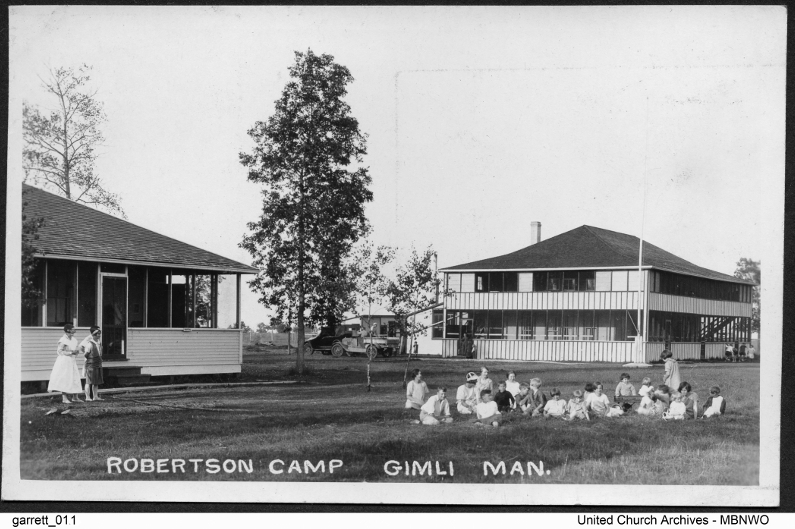 The Women's Union supported Robertson Camp, a Fresh Air Camp in Gimli, Manitoba for inner city children as well as camps for mothers and children.  UCArchivesWpg garrett 011