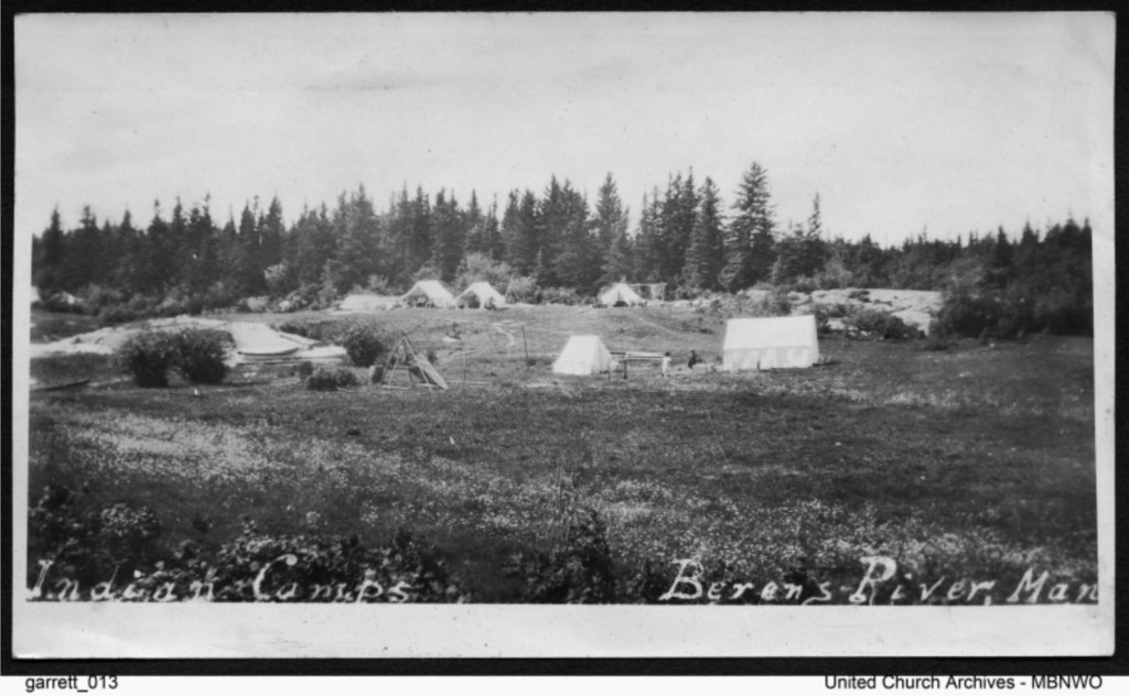 Berens River is a First Nations reserve community located on the eastern shore of Lake Winnipeg 150 miles north of Winnipeg. A mission charge dating from around 1871 when a Methodist mission was established there.  John Niddrie served the congregation from 1920-1938. This photo is c 1930s.  UC rchivesWpg garrett 013.